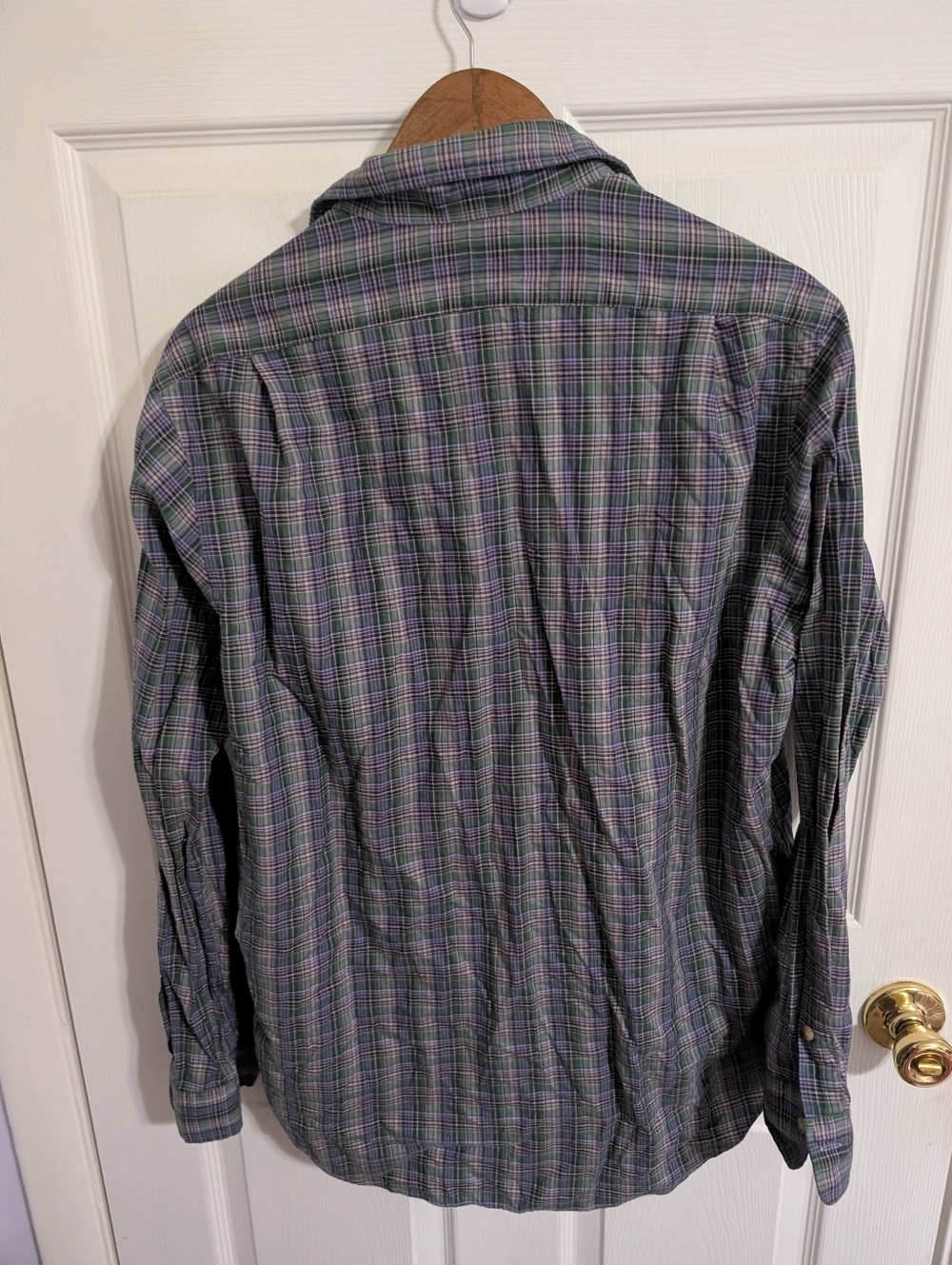 Polo Ralph Lauren Mens Top Purple Green Plaid Long Sleeve Button Pony Large - Picture 2 of 5